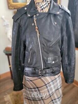 Vintage Unbranded Motorcycle Jacket Adult Size 42 Black Heavy Leather Mens