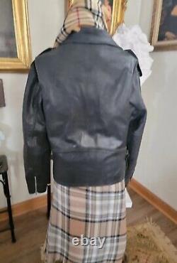 Vintage Unbranded Motorcycle Jacket Adult Size 42 Black Heavy Leather Mens