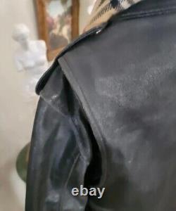 Vintage Unbranded Motorcycle Jacket Adult Size 42 Black Heavy Leather Mens