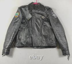 Vintage Unik Jacket Mens 46 Black Leather Harley HOG Sturgis Biker Motorcycle
