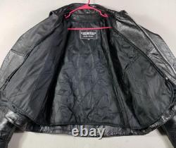 Vintage Unik Jacket Mens 46 Black Leather Harley HOG Sturgis Biker Motorcycle