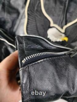 Vintage Unik Jacket Mens 46 Black Leather Harley HOG Sturgis Biker Motorcycle