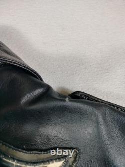 Vintage Unik Jacket Mens 46 Black Leather Harley HOG Sturgis Biker Motorcycle