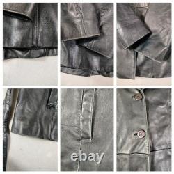 Vintage Unik Jacket Mens 46 Black Leather Harley HOG Sturgis Biker Motorcycle