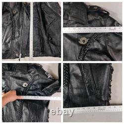 Vintage Unik Jacket Mens 46 Black Leather Harley HOG Sturgis Biker Motorcycle