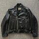 Vintage Unik Leather Motorcycle Jacket Men 50 Black Biker Heavy Zip 90s D Pocket