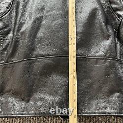 Vintage Unik Leather Motorcycle Jacket Men 50 Black Biker Heavy Zip 90s D Pocket