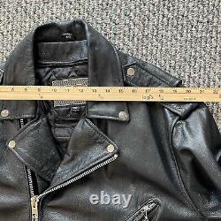 Vintage Unik Leather Motorcycle Jacket Men 50 Black Biker Heavy Zip 90s D Pocket