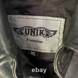 Vintage Unik Premium Black Leather Shirt Jacket Snap Front Rockstar Mens Size XL