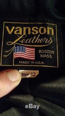 Vintage VANSON C. H. P. Black Leather Jacket (Size 42)
