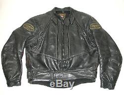 Vintage VANSON Men's Black Leather Motorcycle Biker Jacket, Sz 46