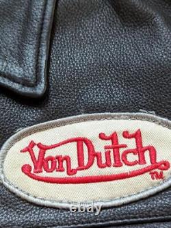 Vintage VON DUTCH kustom made M mototcycle 40-42 black leather jacket