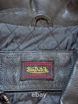 Vintage VON DUTCH kustom made M mototcycle 40-42 black leather jacket
