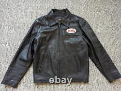 Vintage VON DUTCH kustom made M mototcycle 40-42 black leather jacket