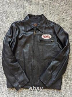 Vintage VON DUTCH kustom made M mototcycle 40-42 black leather jacket