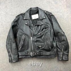 Vintage Vanguard Jacket Adult 42 Black Leather Motorcycle Motto Belted