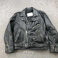 Vintage Vanguard Jacket Adult 42 Black Leather Motorcycle Motto Belted