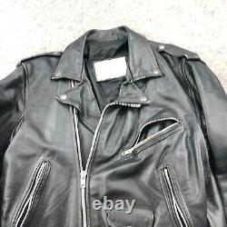 Vintage Vanguard Jacket Adult 42 Black Leather Motorcycle Motto Belted