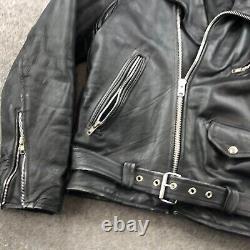 Vintage Vanguard Jacket Adult 42 Black Leather Motorcycle Motto Belted