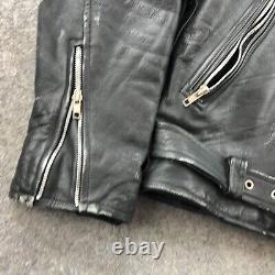 Vintage Vanguard Jacket Adult 42 Black Leather Motorcycle Motto Belted