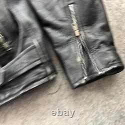 Vintage Vanguard Jacket Adult 42 Black Leather Motorcycle Motto Belted