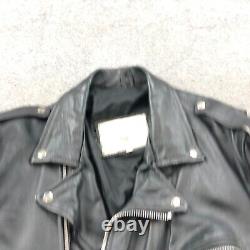 Vintage Vanguard Jacket Adult 42 Black Leather Motorcycle Motto Belted