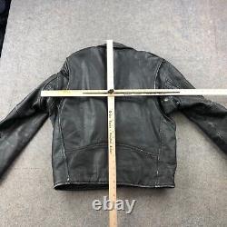 Vintage Vanguard Jacket Adult 42 Black Leather Motorcycle Motto Belted
