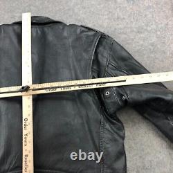 Vintage Vanguard Jacket Adult 42 Black Leather Motorcycle Motto Belted
