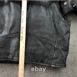 Vintage Vanguard Jacket Adult 42 Black Leather Motorcycle Motto Belted