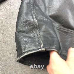Vintage Vanguard Jacket Adult 42 Black Leather Motorcycle Motto Belted