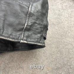 Vintage Vanguard Jacket Adult 42 Black Leather Motorcycle Motto Belted
