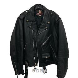 Vintage Vanguard Leather Biker Jacket Men's Size 52 Motorcycle Black