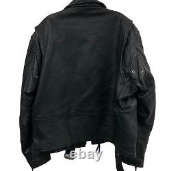 Vintage Vanguard Leather Biker Jacket Men's Size 52 Motorcycle Black
