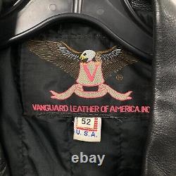 Vintage Vanguard Leather Biker Jacket Men's Size 52 Motorcycle Black
