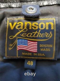 Vintage Vanson MK2 Sportrider Motorcycle Heavyweight Black Leather Jacket 48