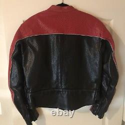 Vintage Vanson Perforated Leather Black & Red Motorcycle Jacket Size 42