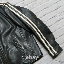 Vintage Vanson Stripe Leather Cafe Racer Motorcycle Jacket Size XL Moto