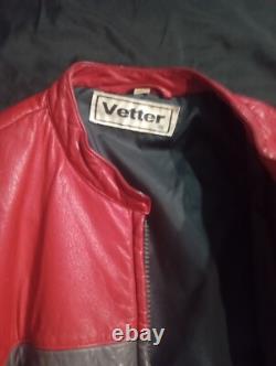 Vintage Vetter Leather Motorcycle Jacket Size 46 Red & Black Cafe Racer Style