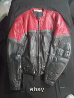 Vintage Vetter Leather Motorcycle Jacket Size 46 Red & Black Cafe Racer Style