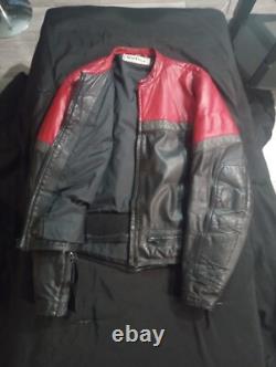 Vintage Vetter Leather Motorcycle Jacket Size 46 Red & Black Cafe Racer Style