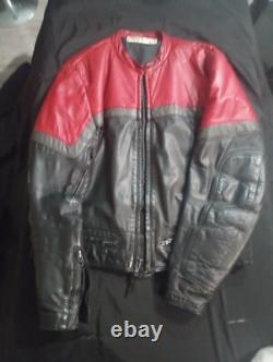 Vintage Vetter Leather Motorcycle Jacket Size 46 Retro Red/Black Racer