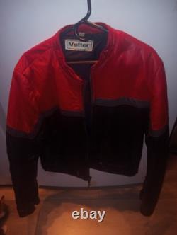 Vintage Vetter Leather Motorcycle Jacket Size 46 Retro Red/Black Racer