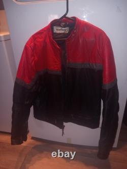 Vintage Vetter Leather Motorcycle Jacket Size 46 Retro Red/Black Racer