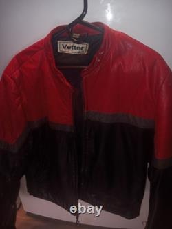 Vintage Vetter Leather Motorcycle Jacket Size 46 Retro Red/Black Racer