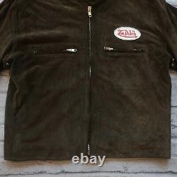 Vintage Von Dutch Suede Cafe Racer Leather Motorcycle Jacket Coat 90s