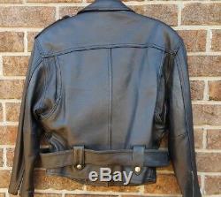 Vintage WILSONS Black Leather Jacket XS Moto Crop Belt Punk Motorcycle