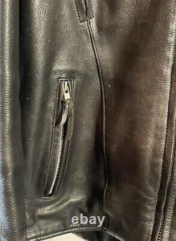 Vintage WILSONS Leather Biker Moto Jacket Multiple Pockets Heavy Men's Size XL