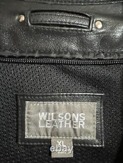 Vintage WILSONS Leather Biker Moto Jacket Multiple Pockets Heavy Men's Size XL