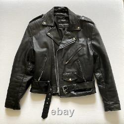Vintage WILSONS Leather Jacket Black Thick Heavy Thinsulate Motorcycle Biker