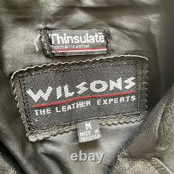Vintage WILSONS Leather Jacket Black Thick Heavy Thinsulate Motorcycle Biker